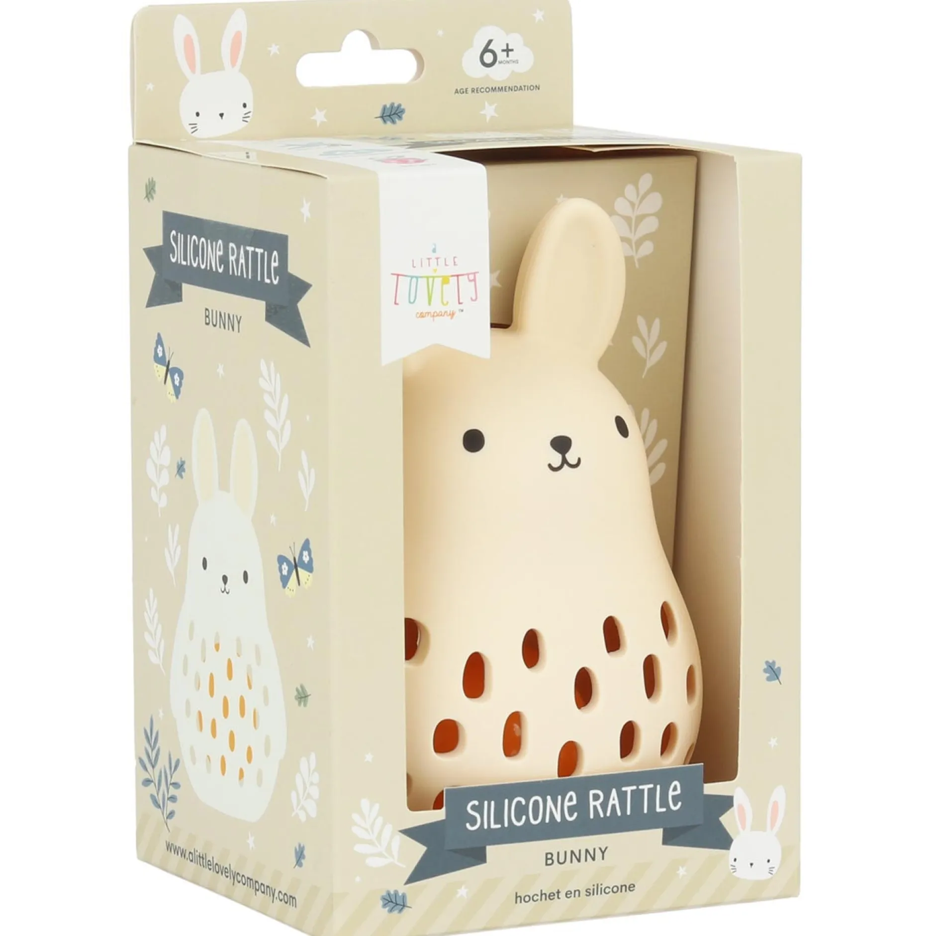 Feestartikelen|Kraamcadeaus*A Little Lovely Company silicone rammelaar konijn Off-White