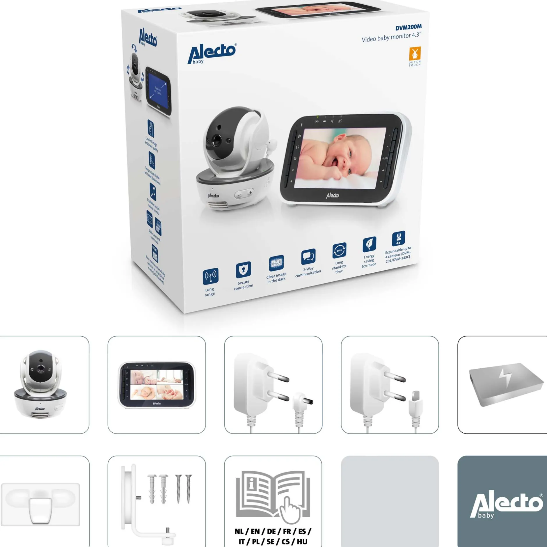 Babyfoons*Alecto DVM200M babyfoon met camera en 4.3 inch kleurenscherm