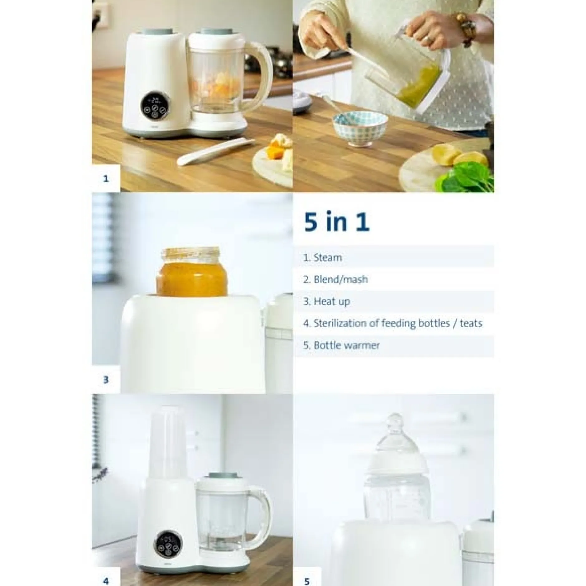 Blenders & Stomers*Alecto foodprocessor BFP-66 5-in-1 gezonde babyvoeding