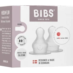Flesspenen*Bibs flesspeen siliconen - medium flow 2 stuks transparant