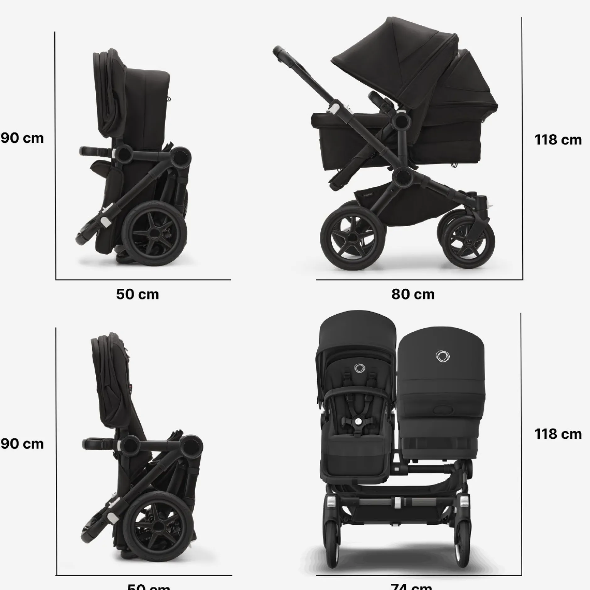 Duo Kinderwagens|Kinderwagens*Bugaboo Donkey5 Duo compleet Midnight Black