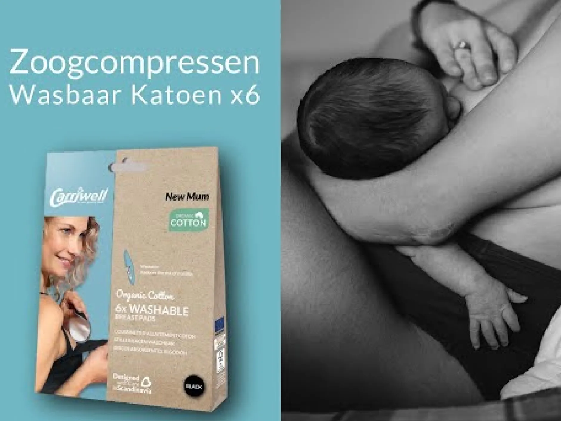 Zoogcompressen|Borstverzorging*Carriwell wasbare zoogkompressen 6 stuks