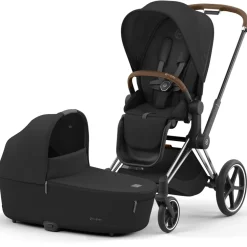 Kinderwagens*Cybex Priam4 compleet Chrome met bruine handvatten Sepia Black