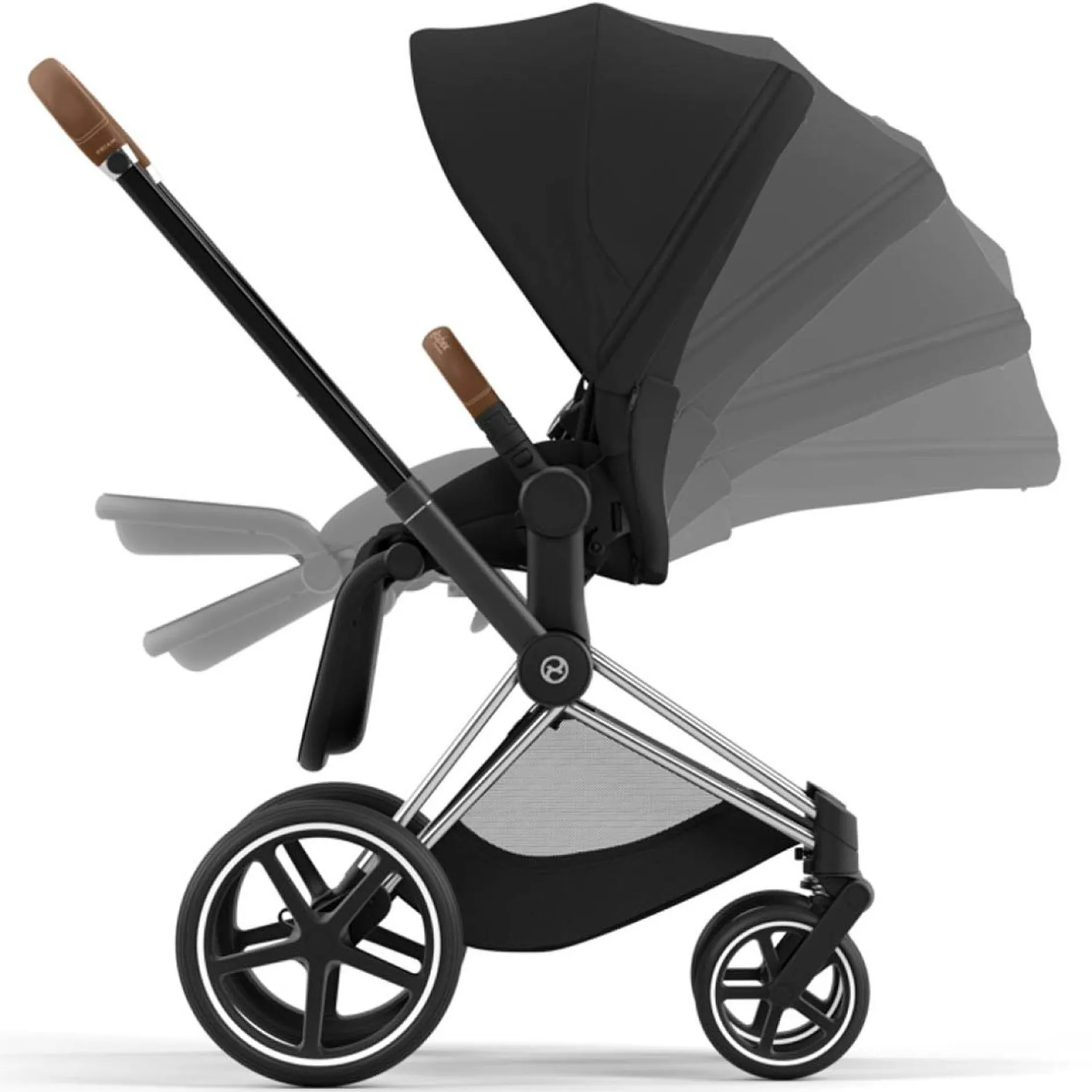 Kinderwagens*Cybex Priam4 compleet Chrome met bruine handvatten Sepia Black