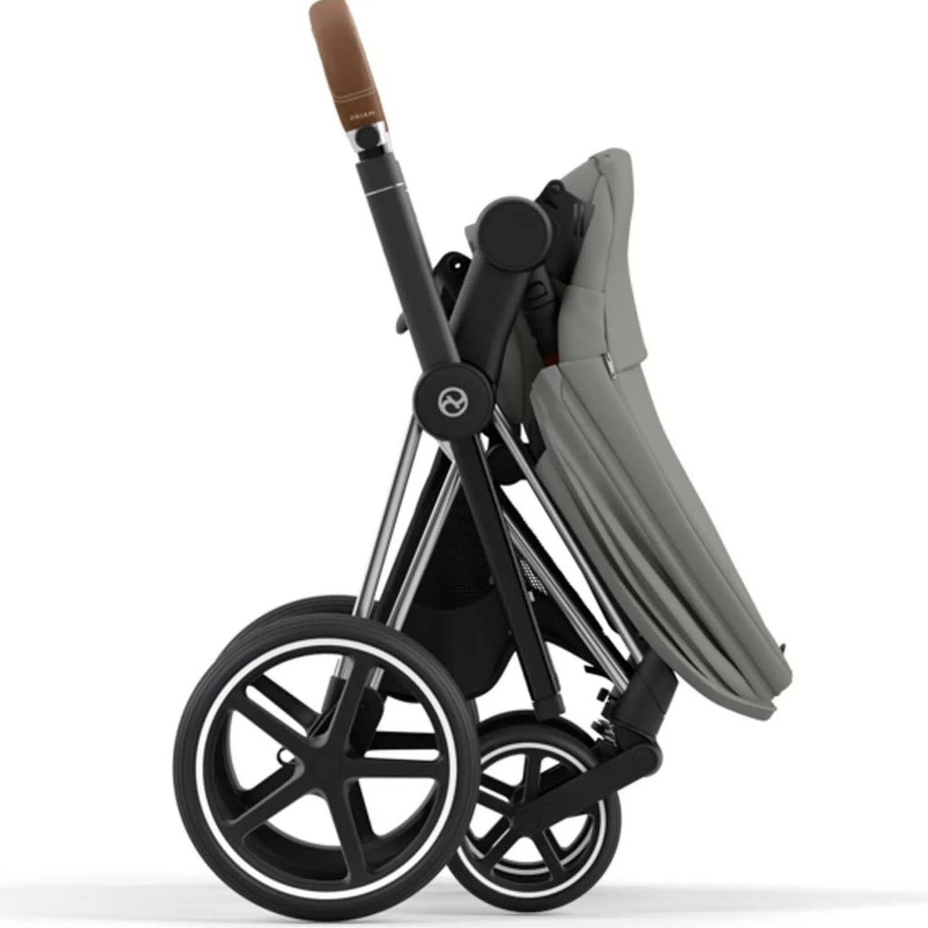Kinderwagens*Cybex Priam4 compleet Chrome met bruine handvatten Sepia Black