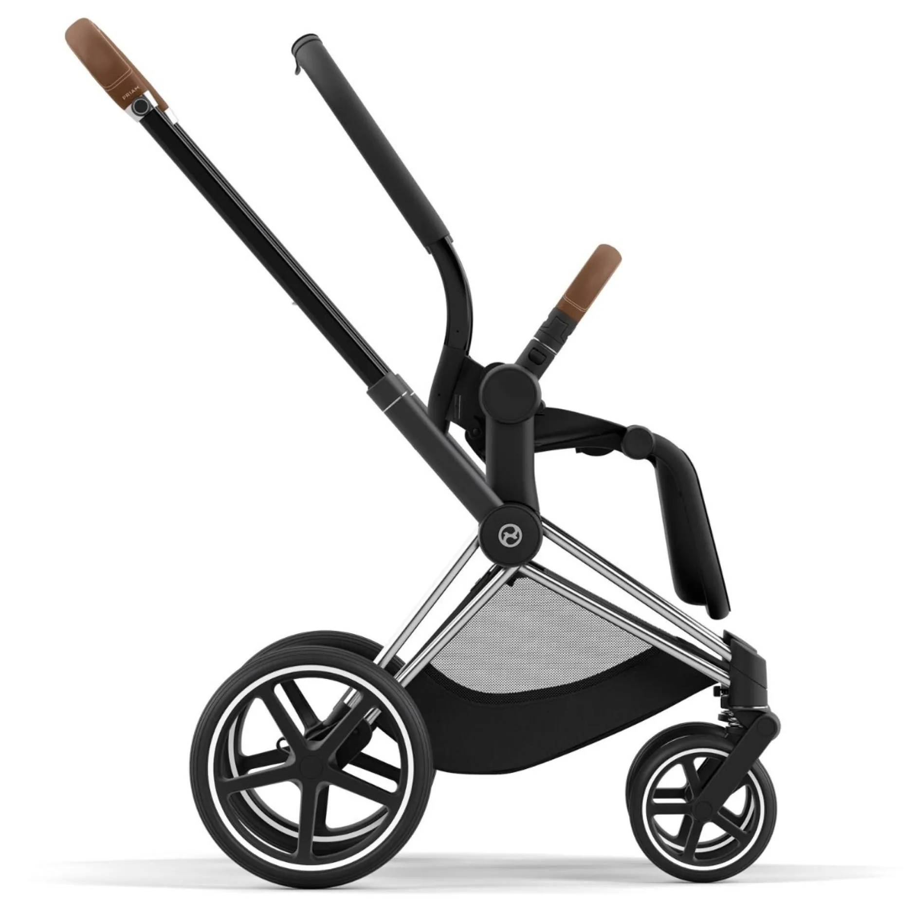 Kinderwagens*Cybex Priam4 compleet Chrome met bruine handvatten Cozy Beige