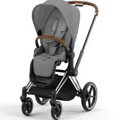Kinderwagens*Cybex Priam4 compleet Chrome met bruine handvatten Mirage Grey