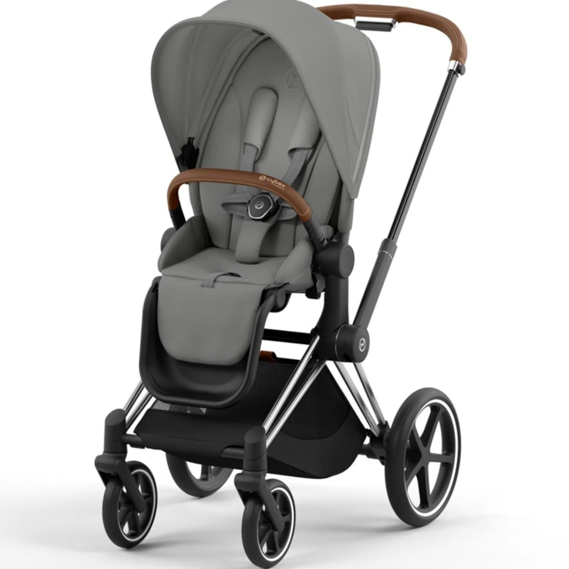 Kinderwagens*Cybex Priam4 compleet Chrome met bruine handvatten Mirage Grey