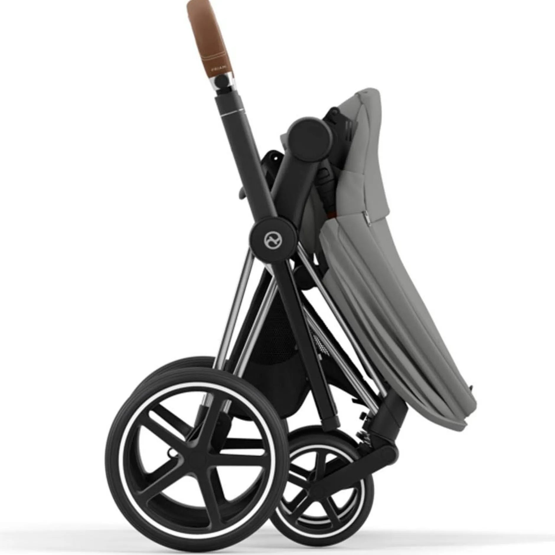 Kinderwagens*Cybex Priam4 compleet Chrome met bruine handvatten Mirage Grey