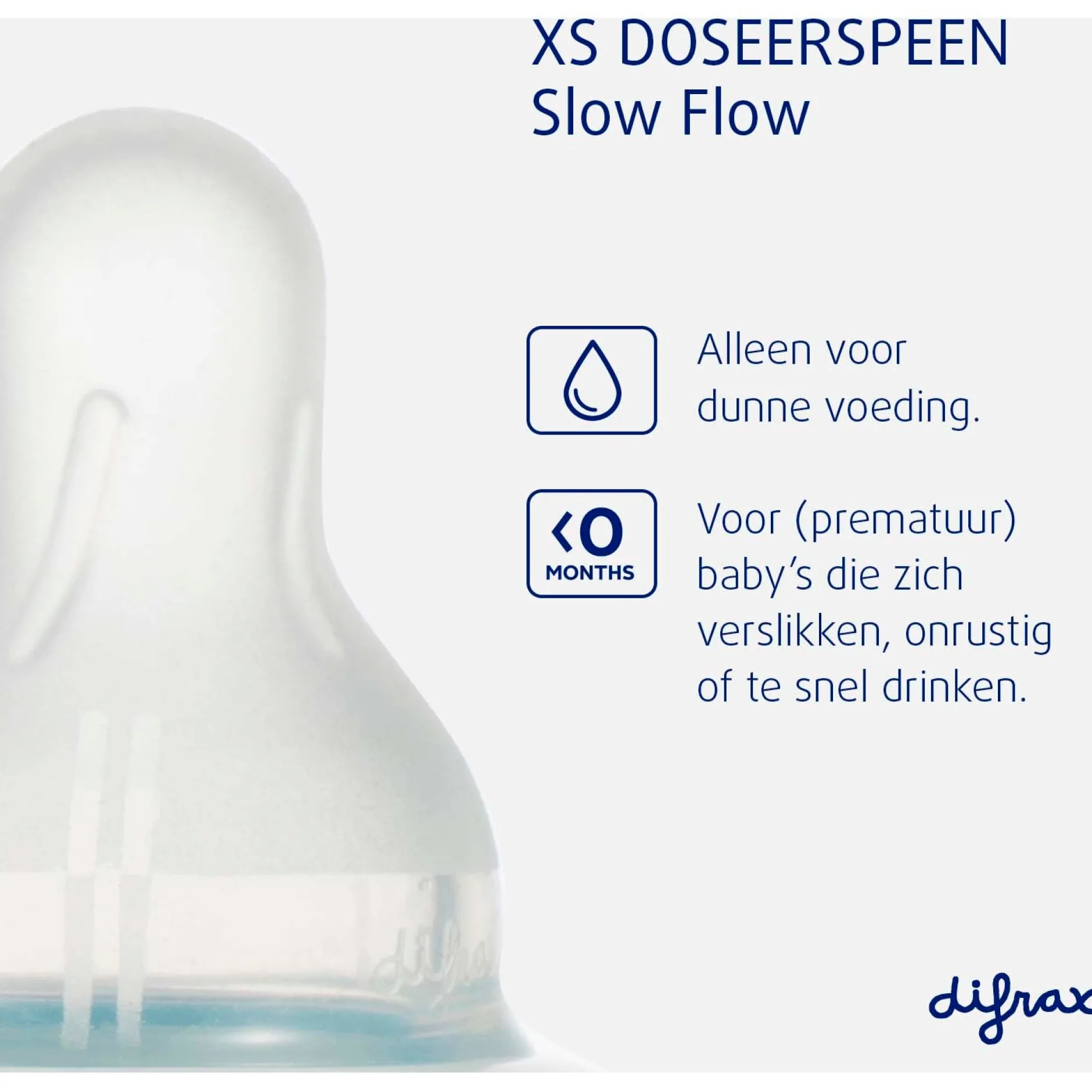 Flesspenen*Difrax 1-2-3 Doseerspeen XS smal - 2 stuks naturel