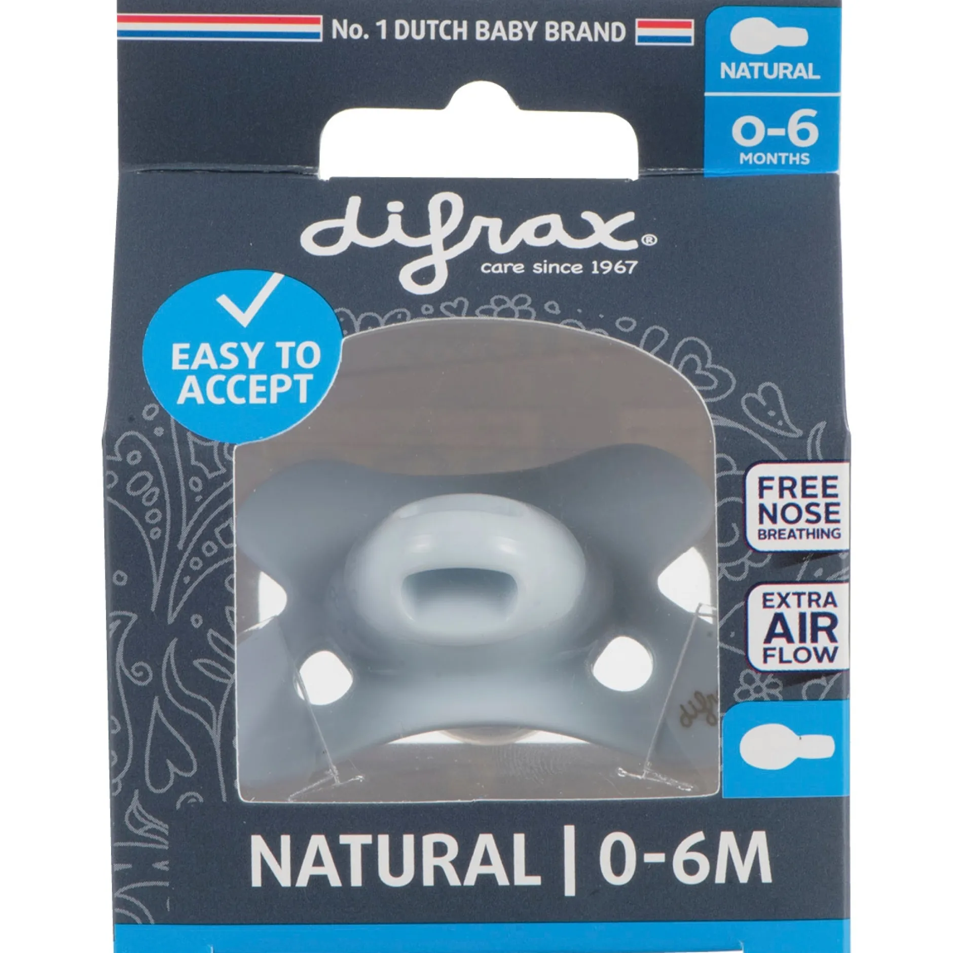 Fopspenen|Fopspenen & Accessoires*Difrax fopspeen Natural Pure 0-6 maanden Blue