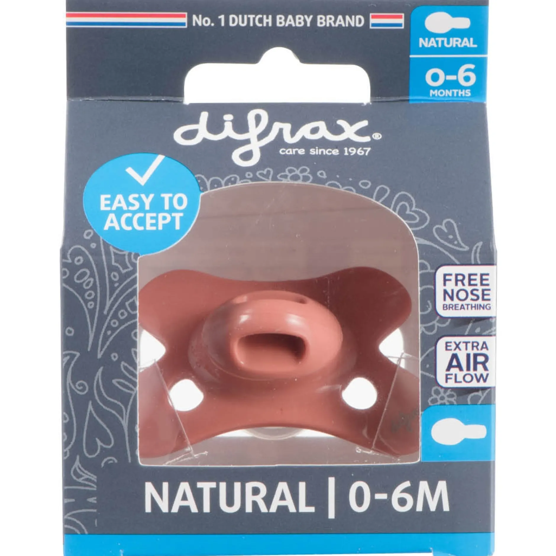 Fopspenen|Fopspenen & Accessoires*Difrax fopspeen Natural Pure 0-6 maanden Brown