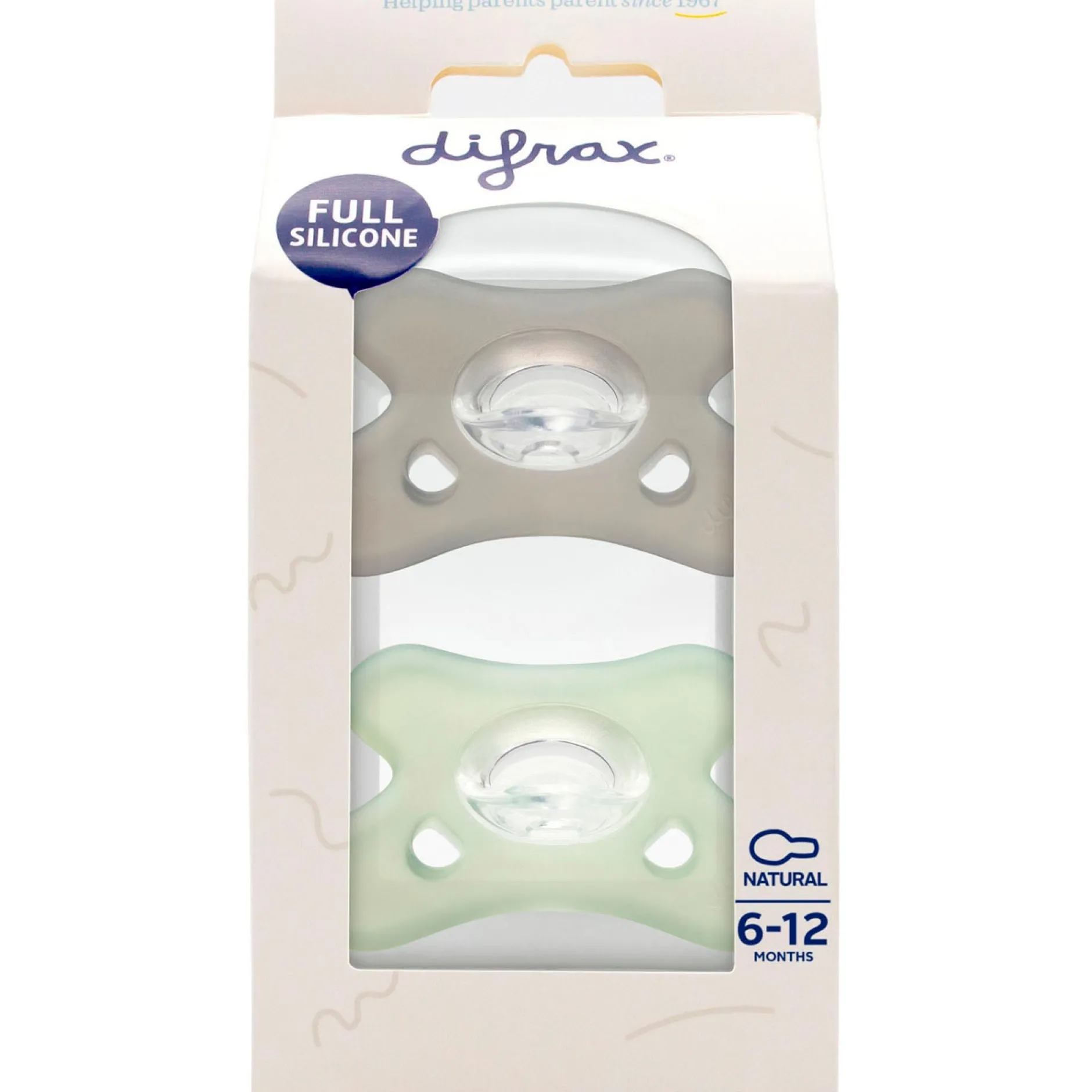 Fopspenen|Fopspenen & Accessoires*Difrax Fopspeen natural siliconen 6-12M Stonegrey
