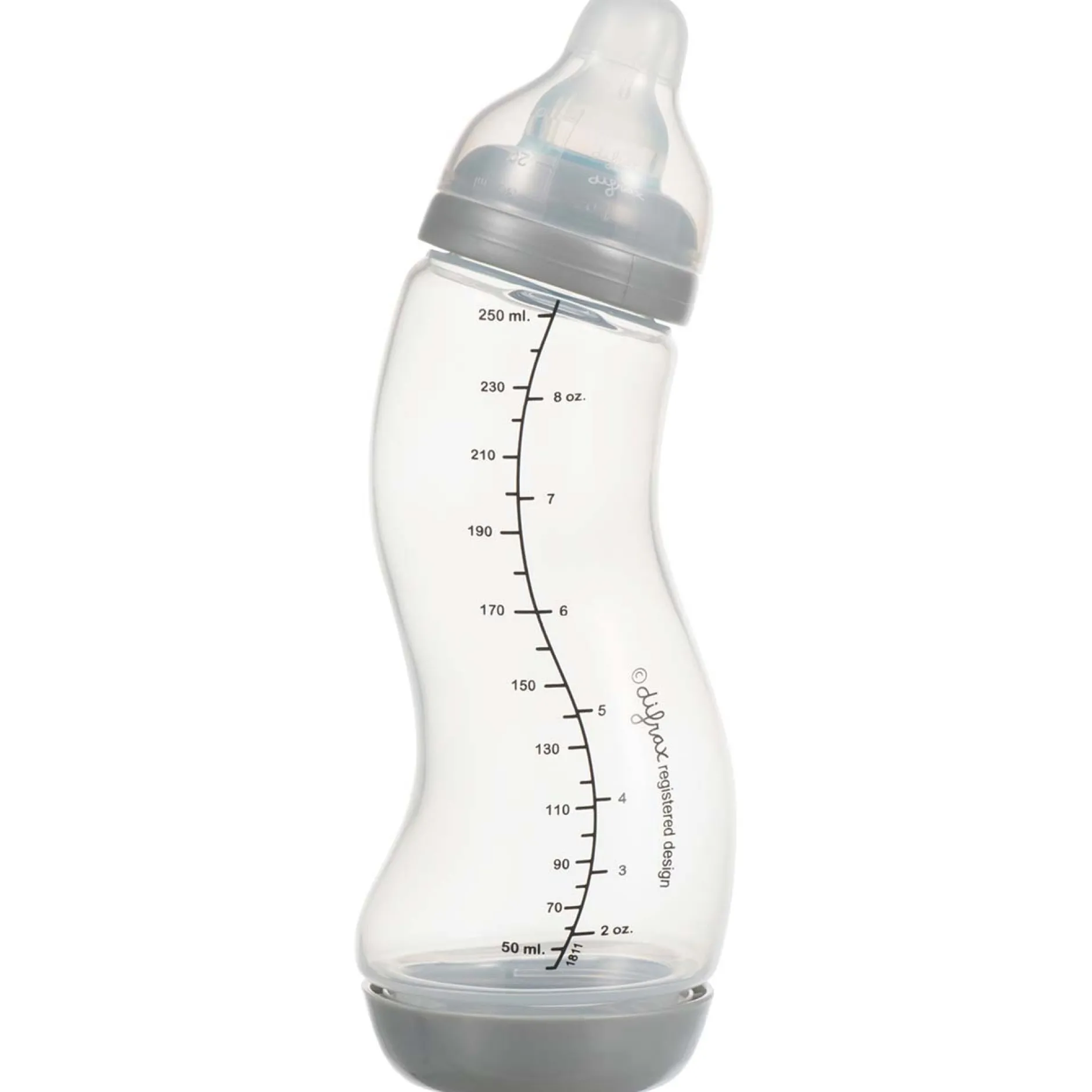Flesjes*Difrax S-fles Natural 1-2-3 doseerfles 250ml grijs