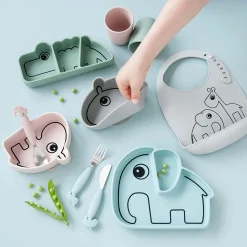 Bakjes & Kommen*Done By Deer Silicone Stick&Stay snackplate Croco groen