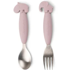 Kinderbestek*Done By Deer Vork en Lepel roze