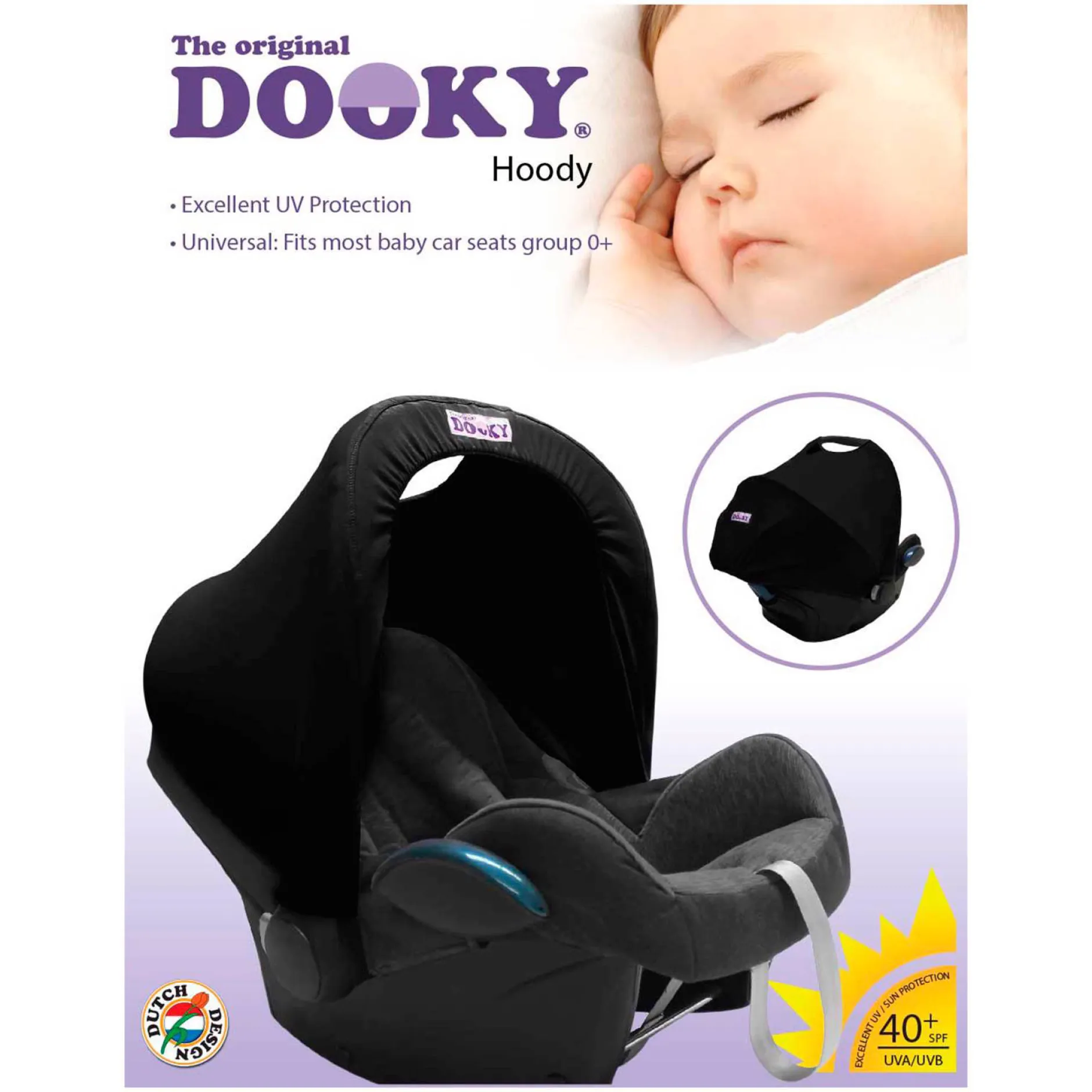 Zonneschermen|Autostoelen Groep 1*Dooky hoody zonnekap Black