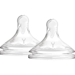 Flesspenen*Dr. Brown's Dr Brown's Options+ Anti-colic Y-cut Brede Hals speen 2 stuks transparant