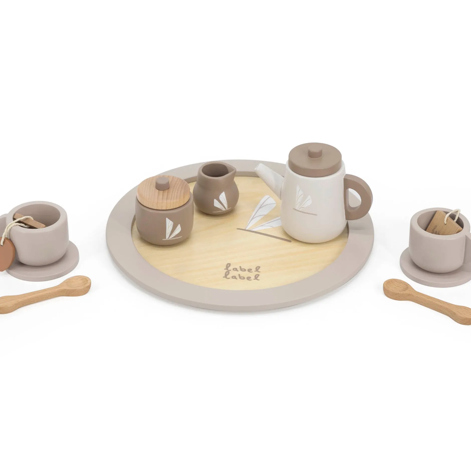 Keukens & Kinderservies*Label Label houten thee set Beigebrown