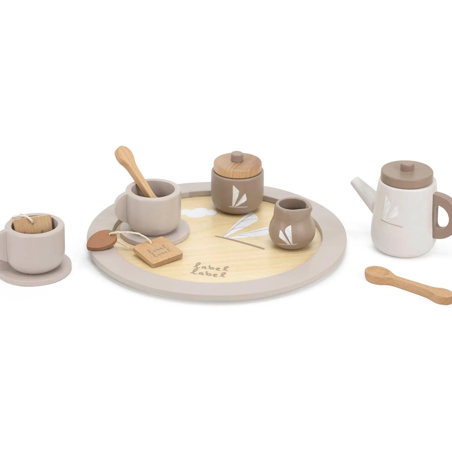 Keukens & Kinderservies*Label Label houten thee set Beigebrown