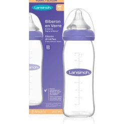 Flesjes*Lansinoh drinkfles Natural Wave glas 240ml naturel