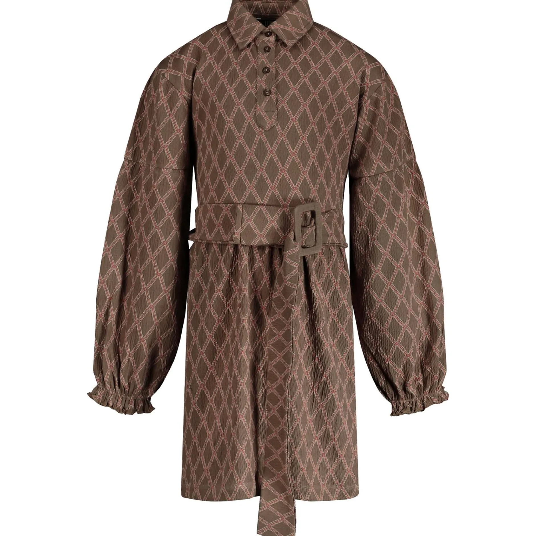 Jurken & Rokken|Jurken & Rokken*Levv peuter jurk lange mouwen all over print bruin Taupebrown