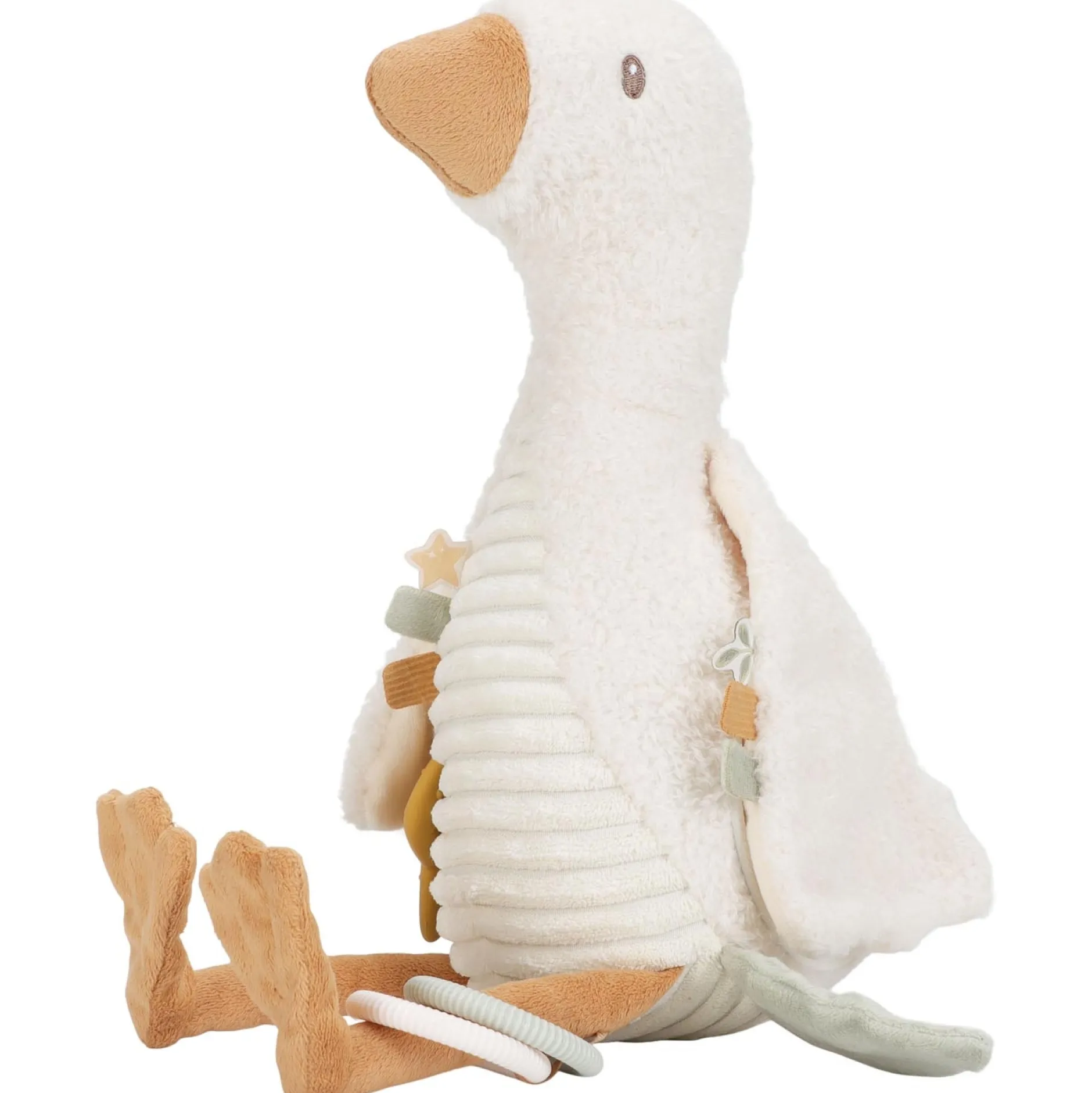 Knuffels*Little Dutch activiteitenknuffel Newborn Naturals Goose Off-White