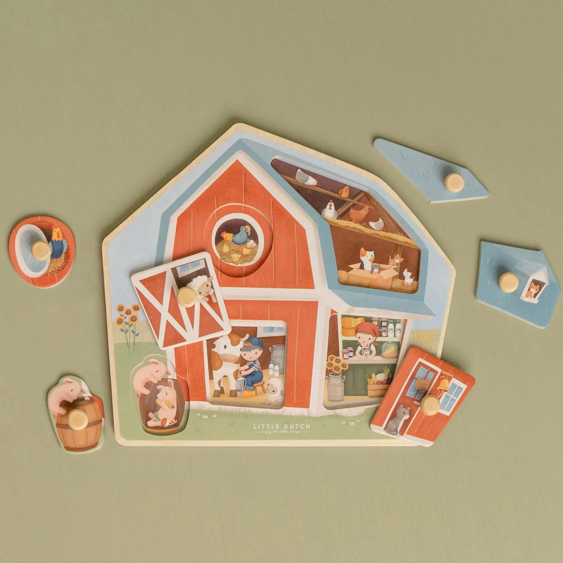 Puzzels*Little Dutch houten puzzel Little Farm Multi