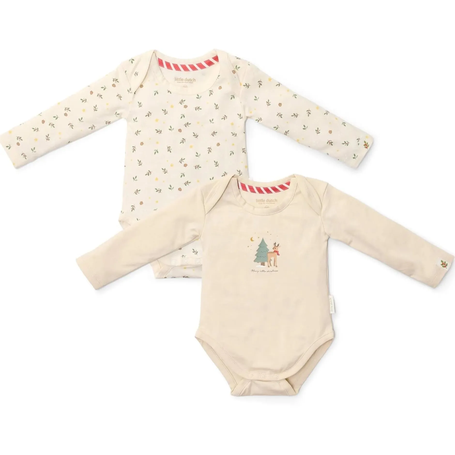 Rompers|Rompers*Little Dutch 2-pack romper kerst Beigebrown