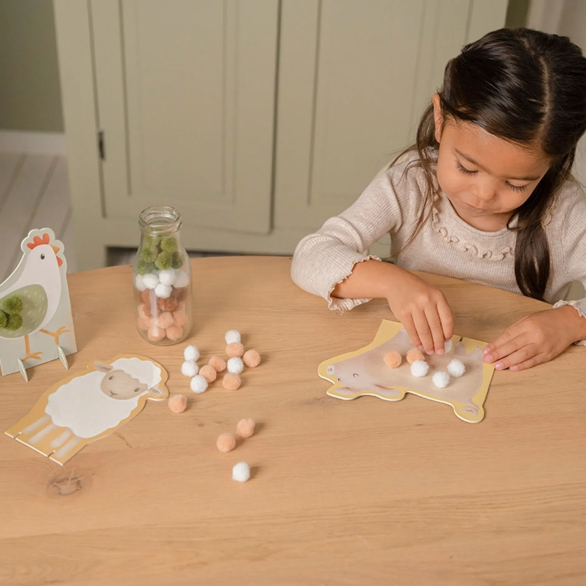 Tekenen|Puzzels & Spellen*Little Dutch pom pom plakken Little Farm Multi