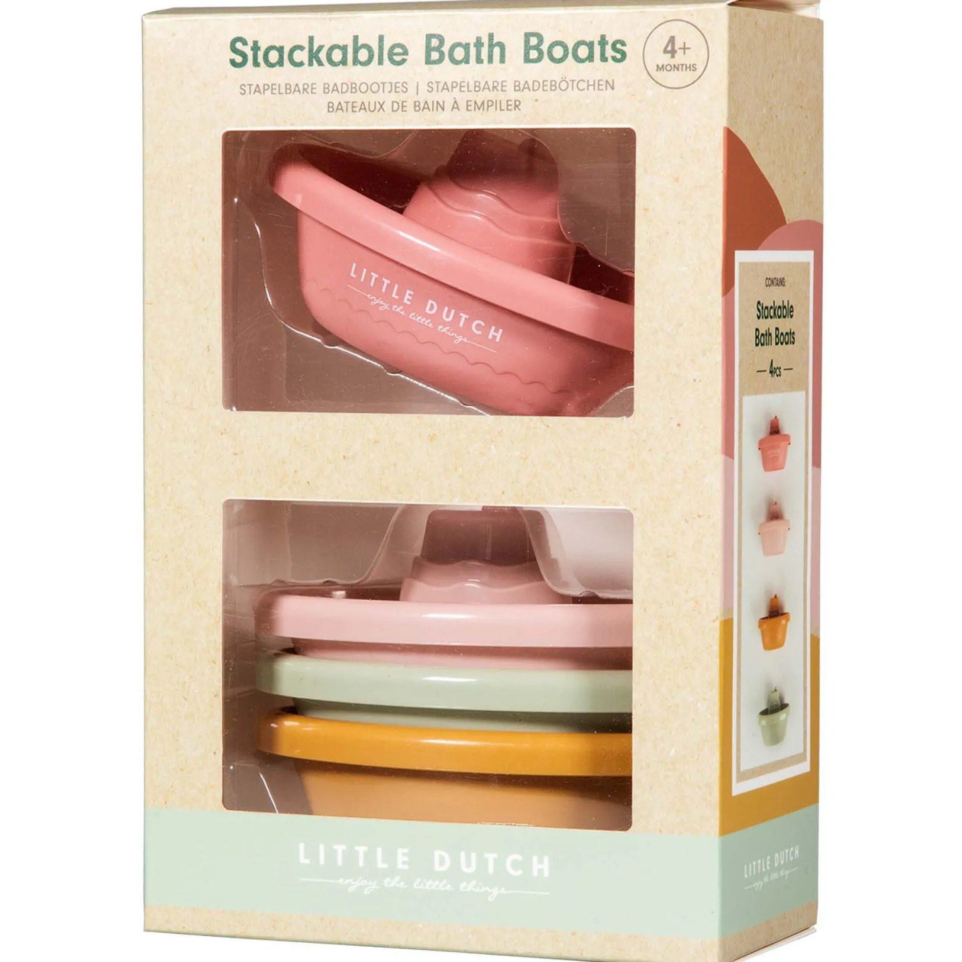 Stapelspeelgoed|Badspeelgoed*Little Dutch stapelbare badbootjes - 4 stuks Pink
