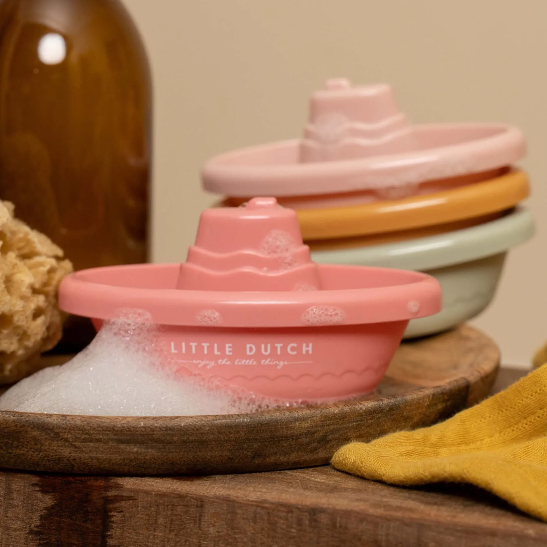 Stapelspeelgoed|Badspeelgoed*Little Dutch stapelbare badbootjes - 4 stuks Pink