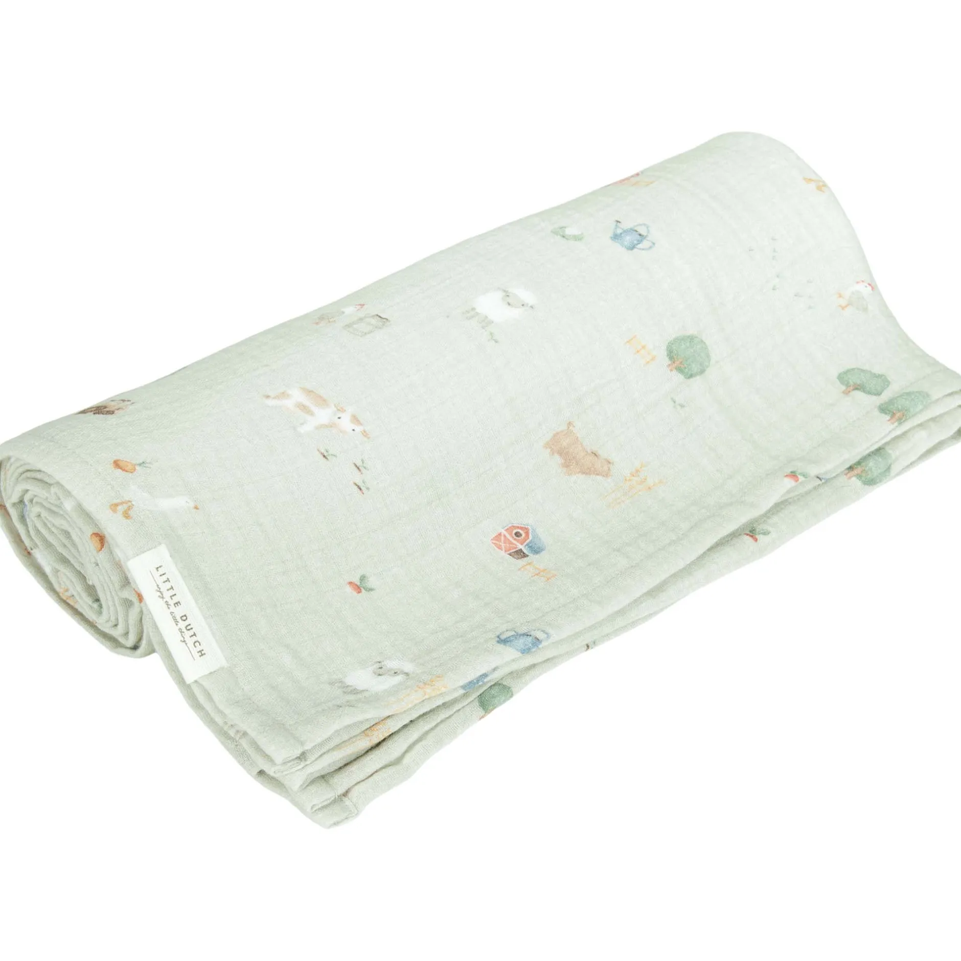 Doeken & Luiers*Little Dutch swaddle XL Little Farm mint
