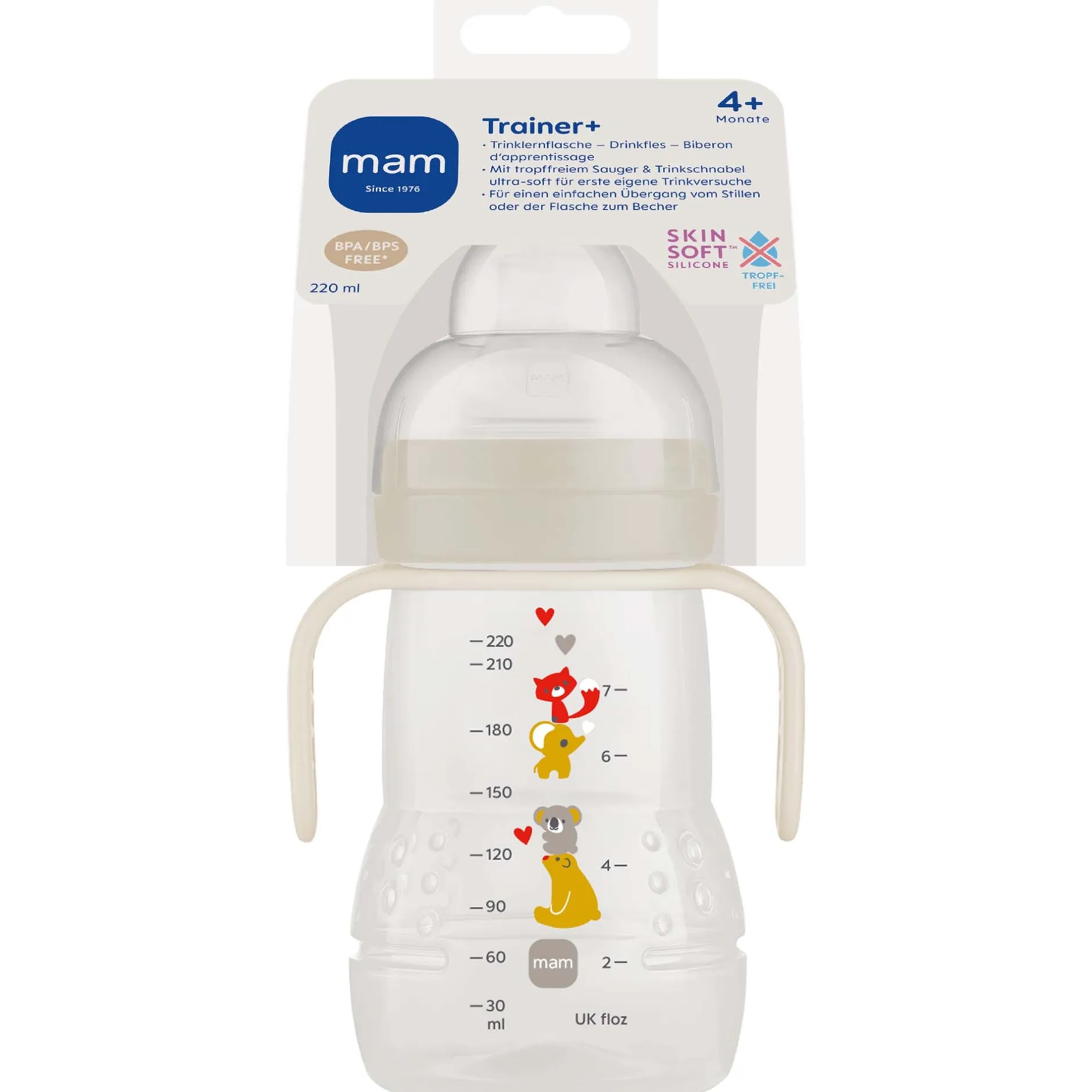 Flesjes*Mam fles Trainer 4+ maanden 220ml multi