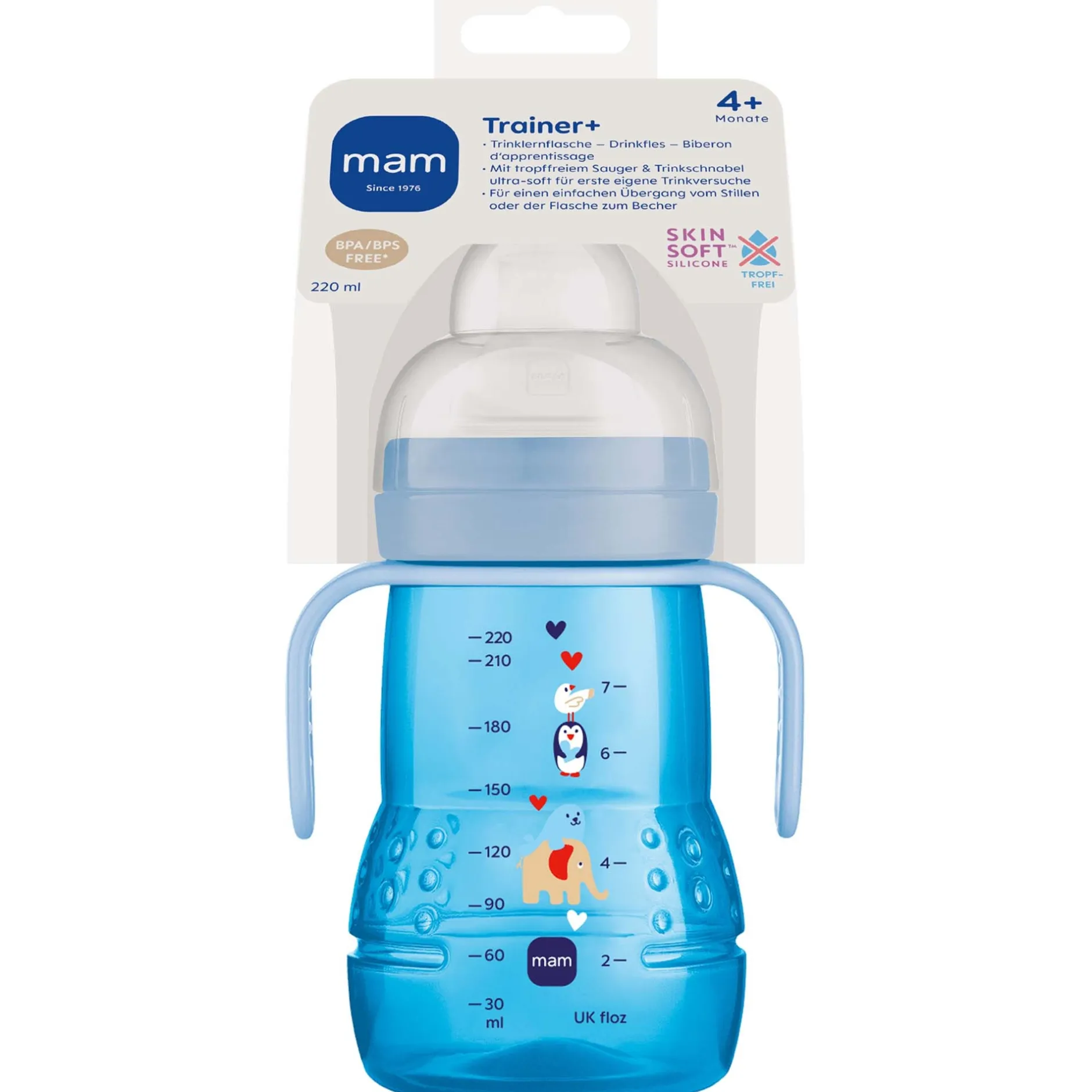 Flesjes*Mam fles Trainer 4+ maanden 220ml multi