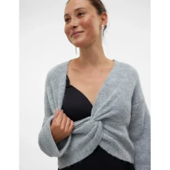 Truien & Vesten*Mamalicious zwangerschapstrui lange mouwen effen grijs Grey Melee Light