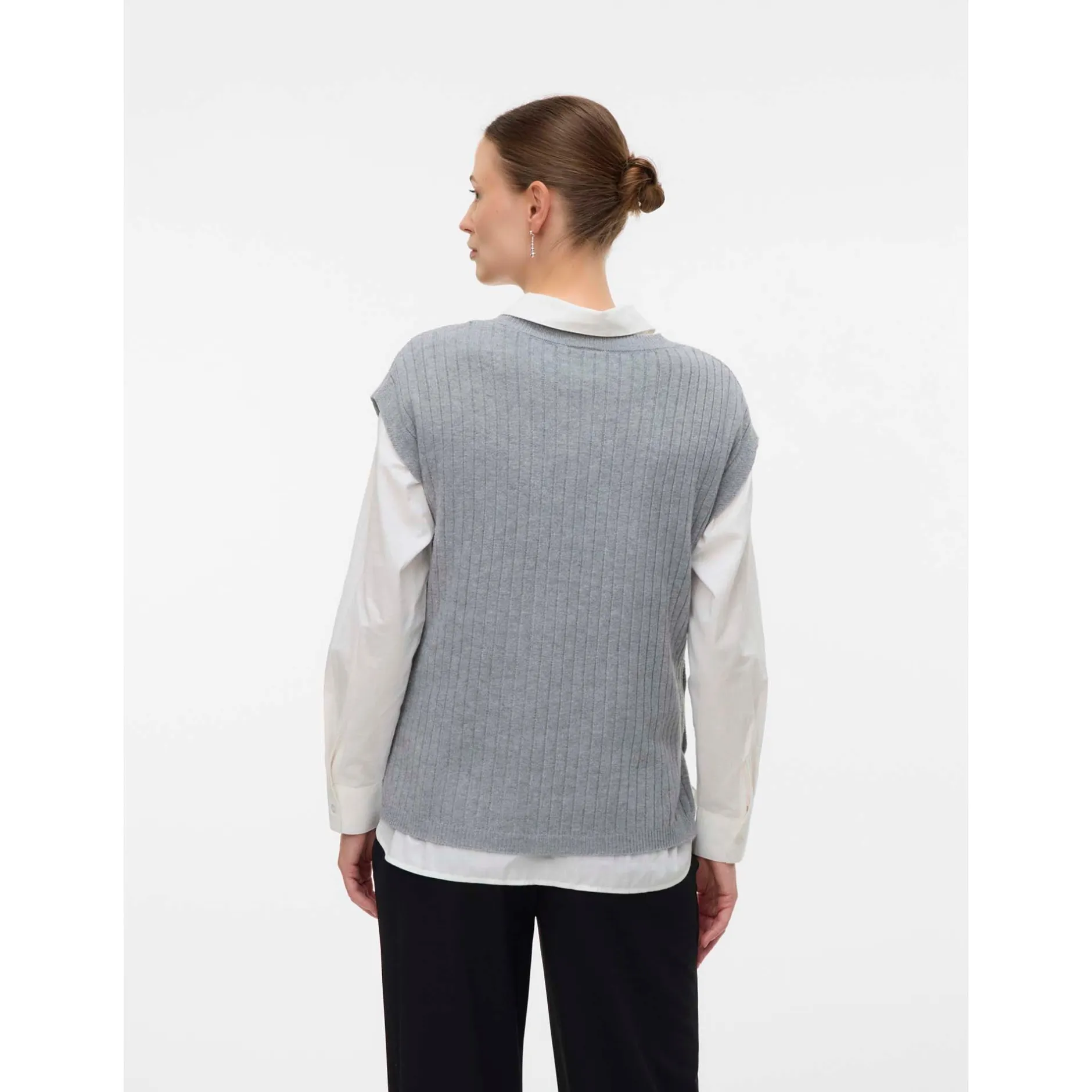 Truien & Vesten*Mamalicious zwangerschapstrui mouwloos effen grijs Grey Melee Light