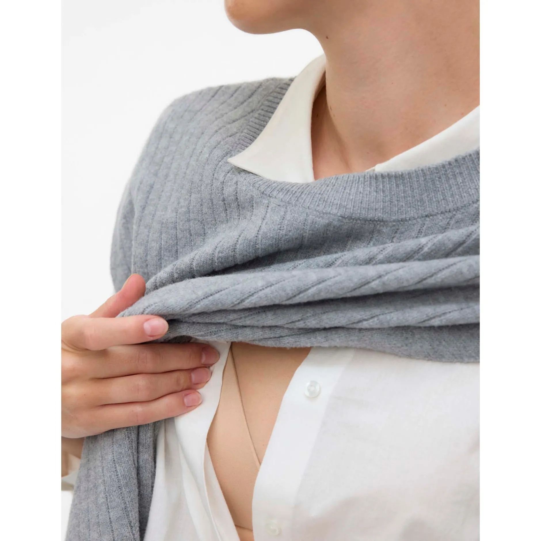 Truien & Vesten*Mamalicious zwangerschapstrui mouwloos effen grijs Grey Melee Light