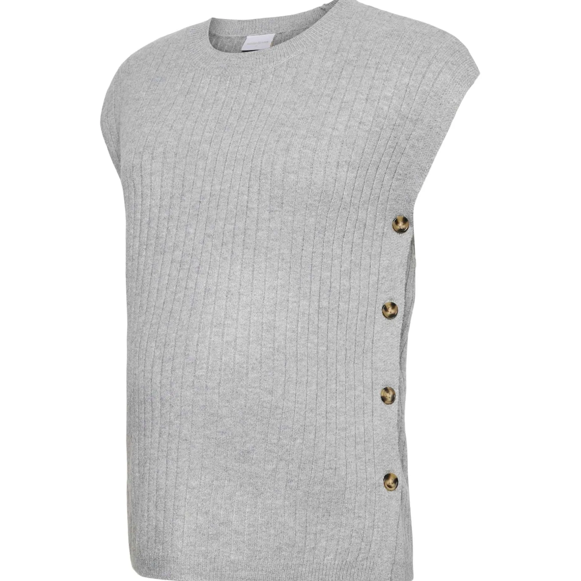 Truien & Vesten*Mamalicious zwangerschapstrui mouwloos effen grijs Grey Melee Light