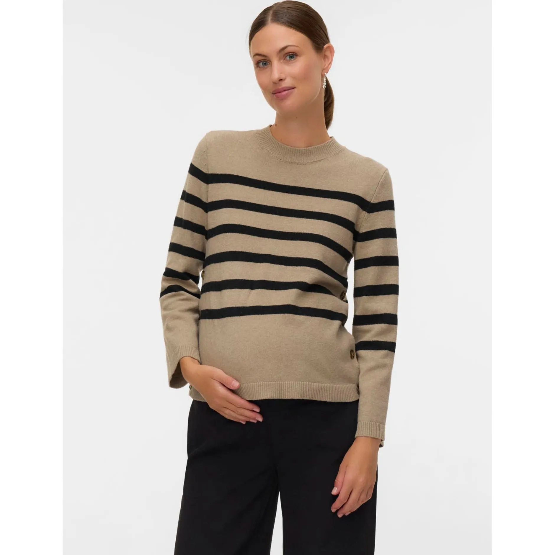 Truien & Vesten*Mamalicious zwangerschapstrui lange mouwen strepen beige Sandbrown