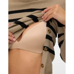 Truien & Vesten*Mamalicious zwangerschapstrui lange mouwen strepen beige Sandbrown