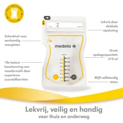 Borstkolf Accessoires|Borstvoedingszakjes & -Flesjes*Medela Moedermelkbewaarzakjes 210 ml - 25 stuks