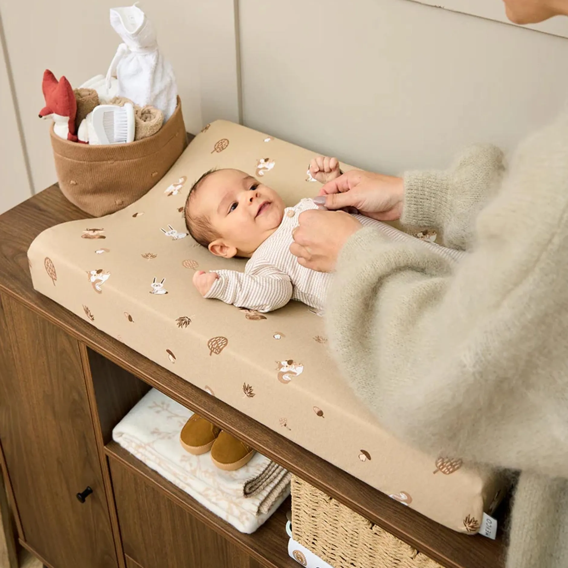 Aankleedkussens & -Hoezen*Meyco aankleedkussenhoes Forest Animal beige
