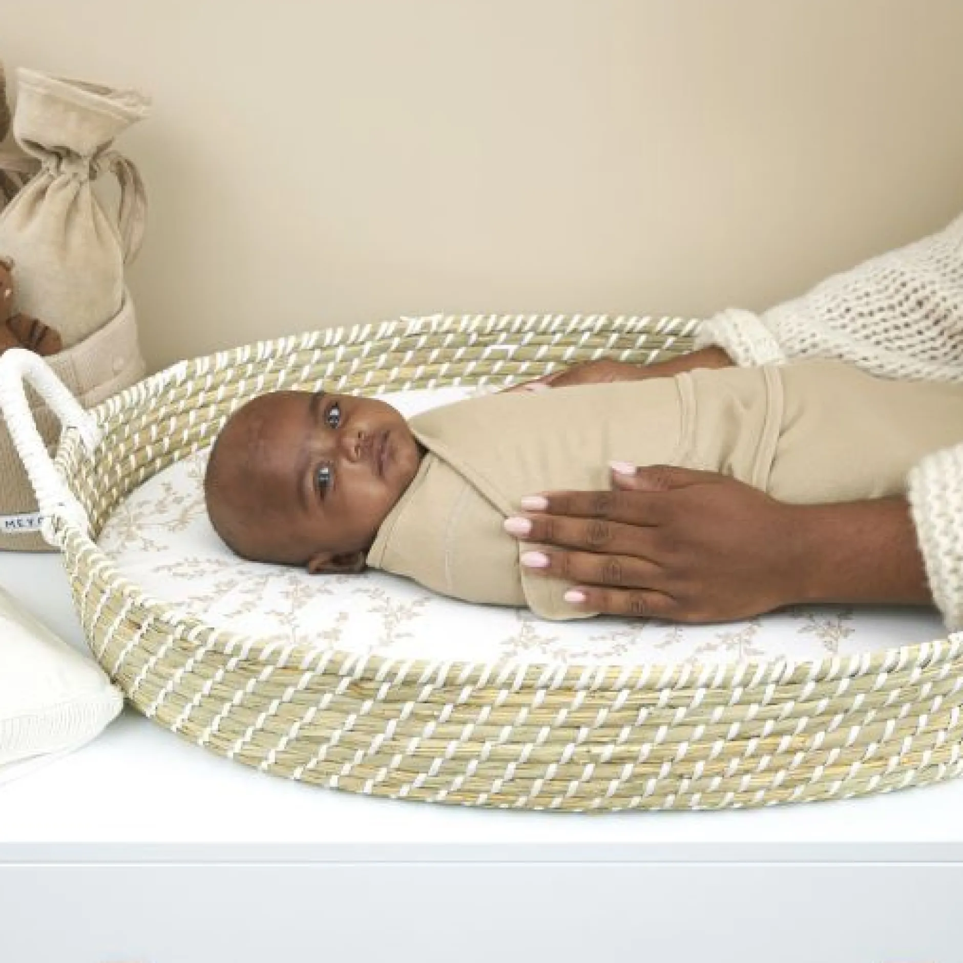 Inbakerdoeken & Inbakerslaapzakken*Meyco swaddle branches 2 stuks 3-6 maanden Sandbrown