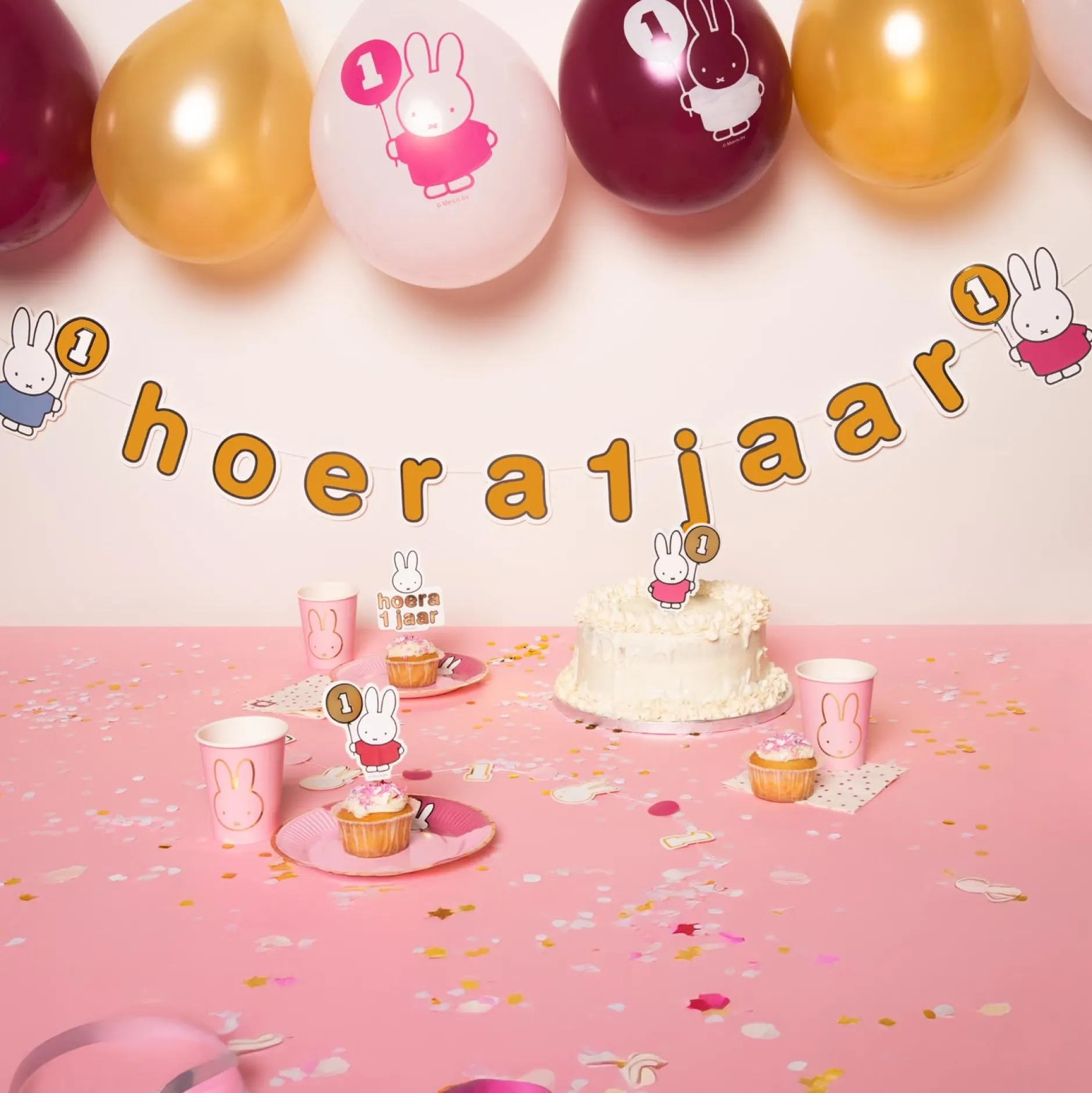 Feestartikelen*Haza original Nijntje hoera 1 jaar slinger Multi