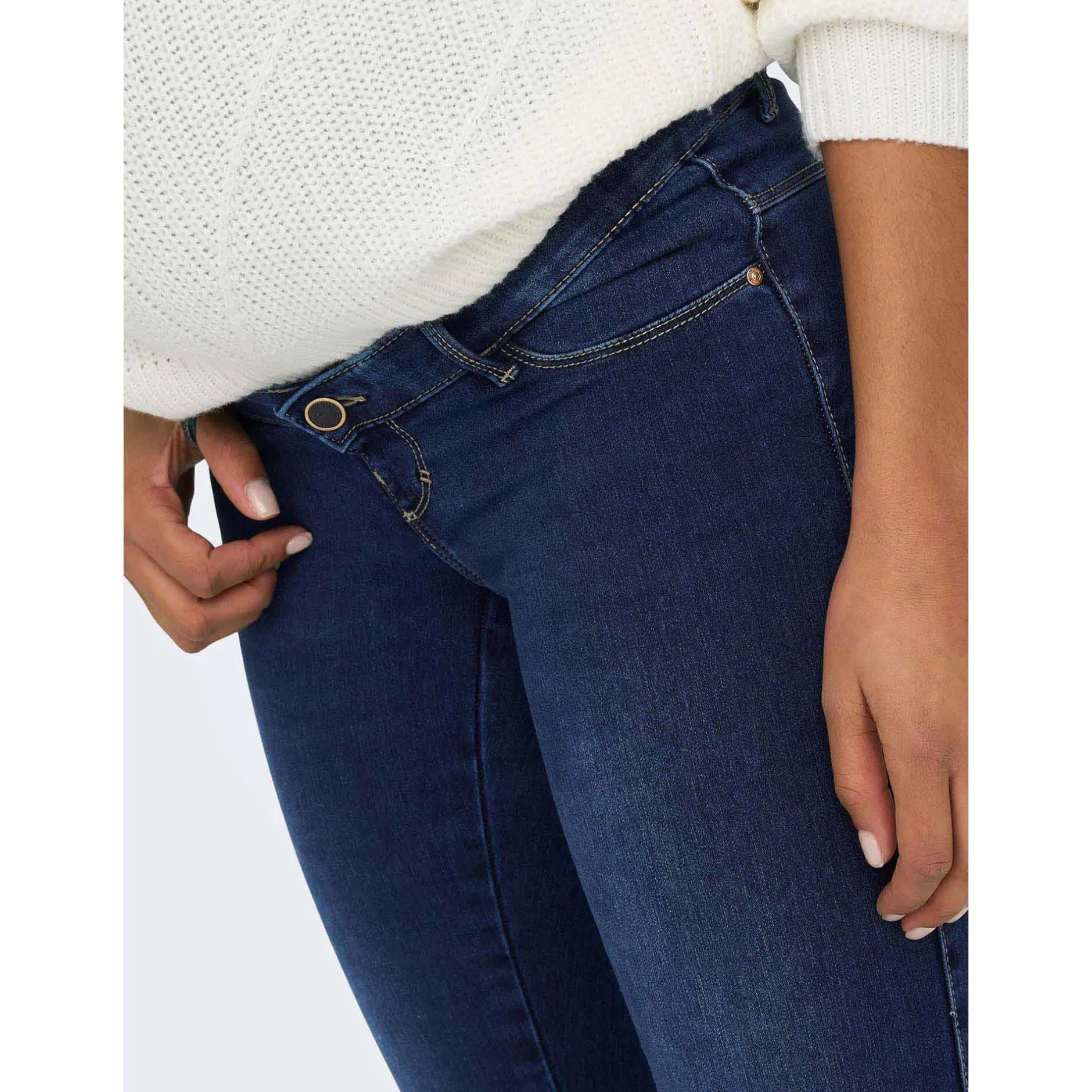 Basics|Jeans*Only Maternity ONLY zwangerschapsjeans lang effen blauw Mid Blue Denim