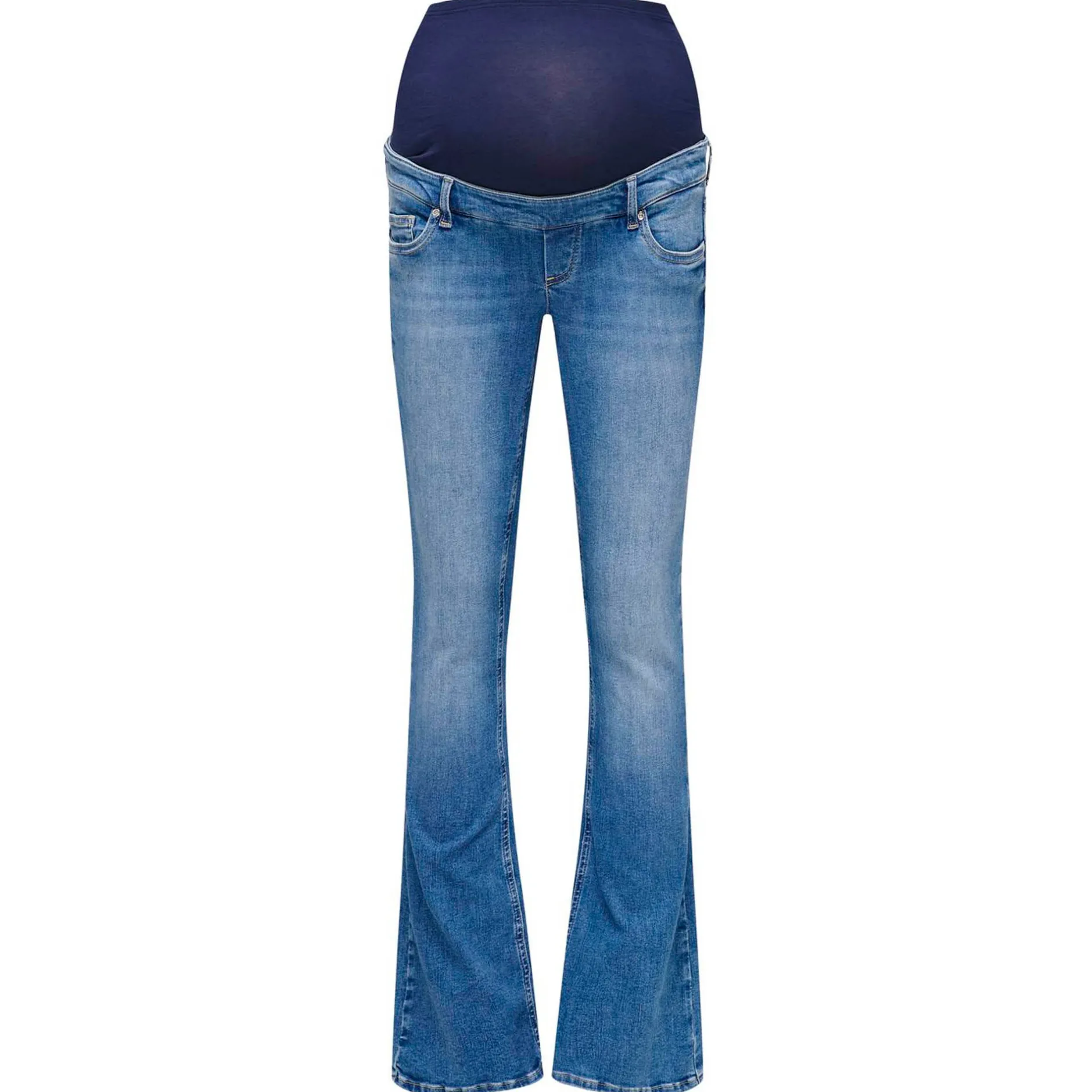 Basics|Jeans*Only Maternity ONLY zwangerschapsjeans lang effen blauw Mid Blue Denim