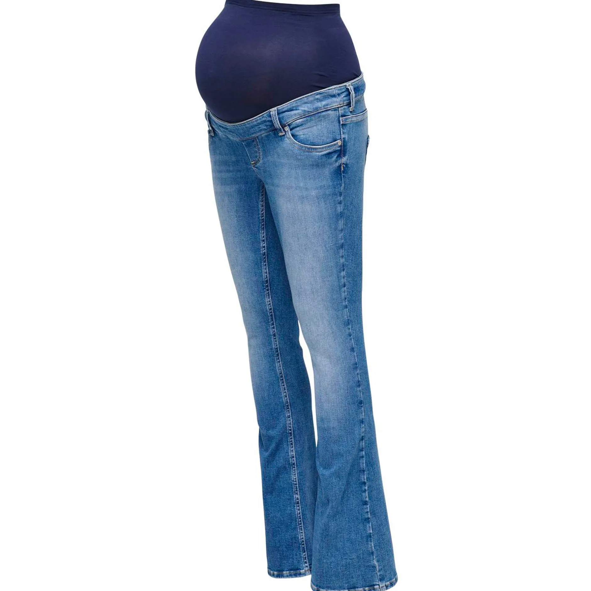Basics|Jeans*Only Maternity ONLY zwangerschapsjeans lang effen blauw Mid Blue Denim