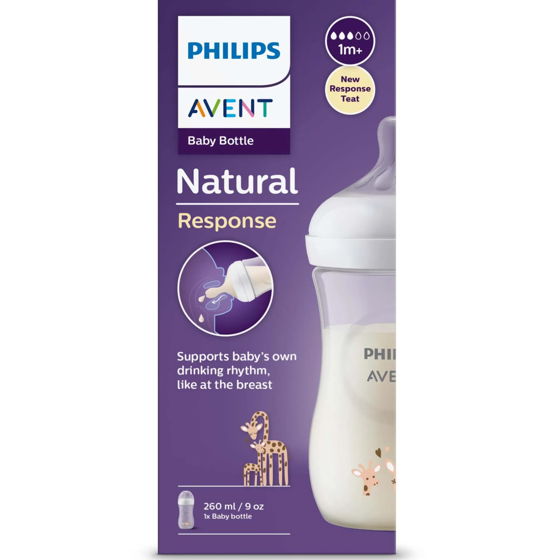 Flesjes*Philips Avent Natural fles 260ML geel