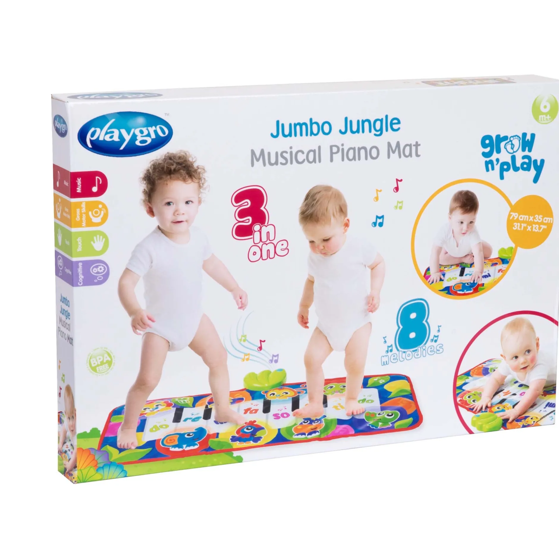 Interactief Speelgoed*Playgro jumbo jungle piano speelmat Multi